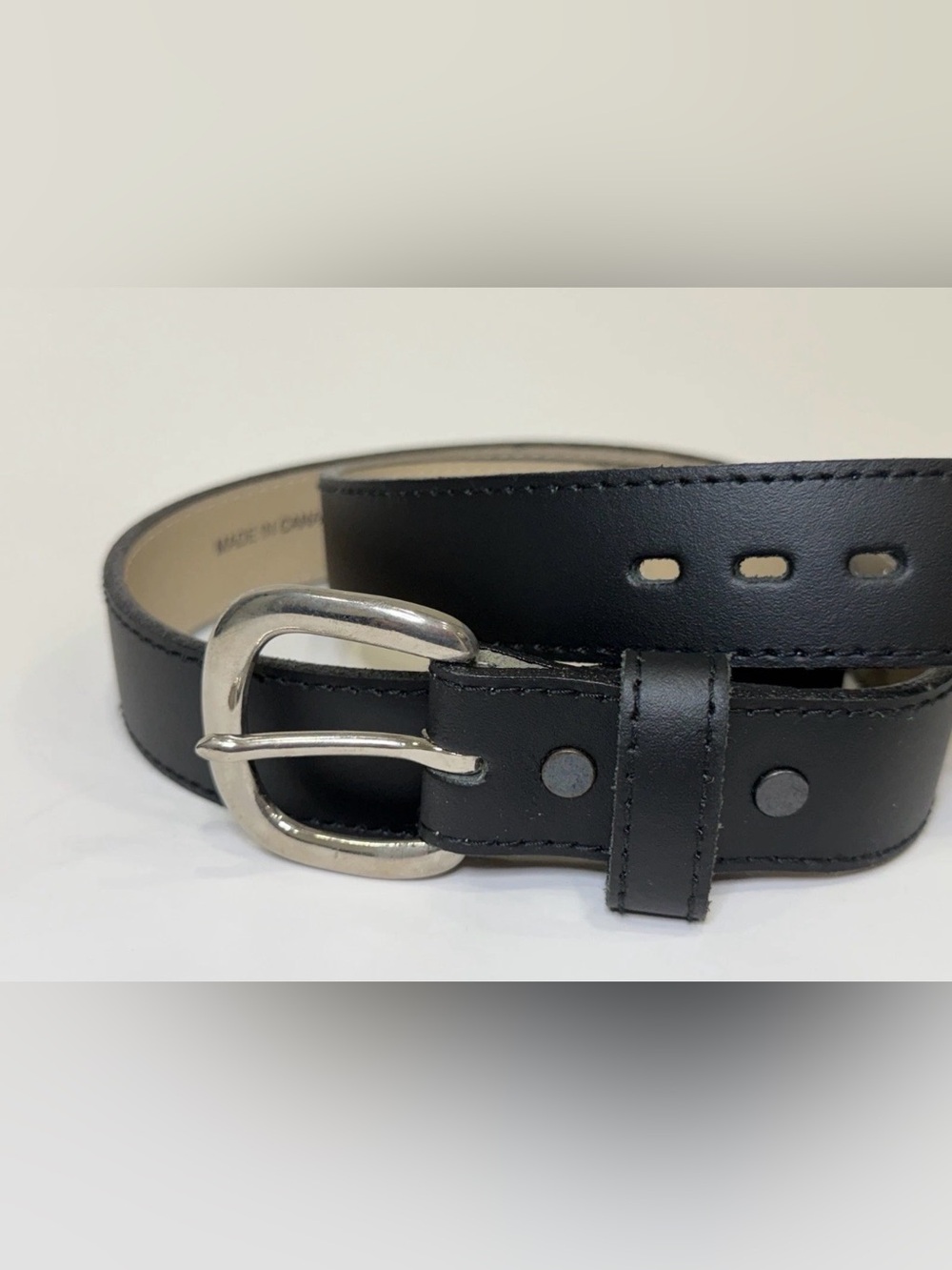 Men's Black Dress Belt Size 36 Silver Buckle Adjustable Classic Style - Picture 1 of 12